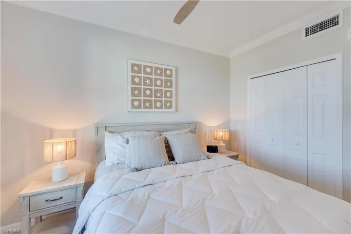 Ceiling fan, closet and carpet