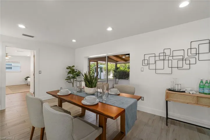 Bright dining area with open layout and natural light