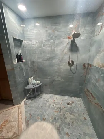 Bathroom with a tile shower