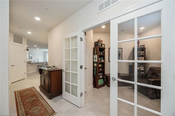 Corridor featuring recessed lighting, french doors, and ENTRANCE TO DEN_STUDY
