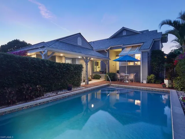 Pool & courtyard at twilight