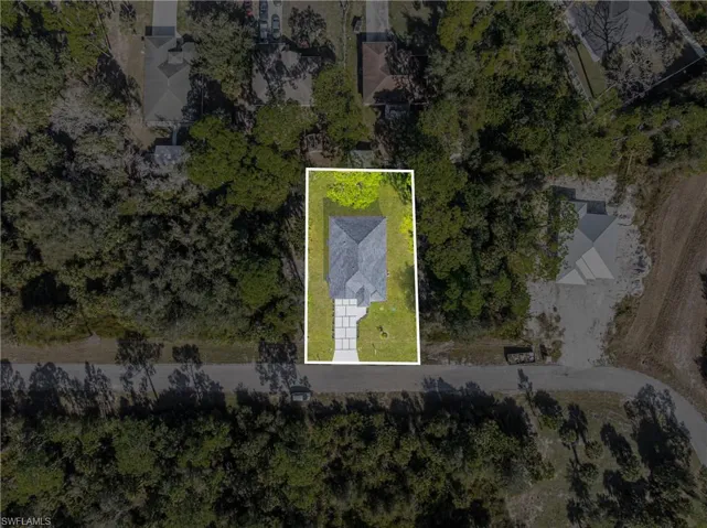 Aerial overview of property's location with property boundaries highlighted