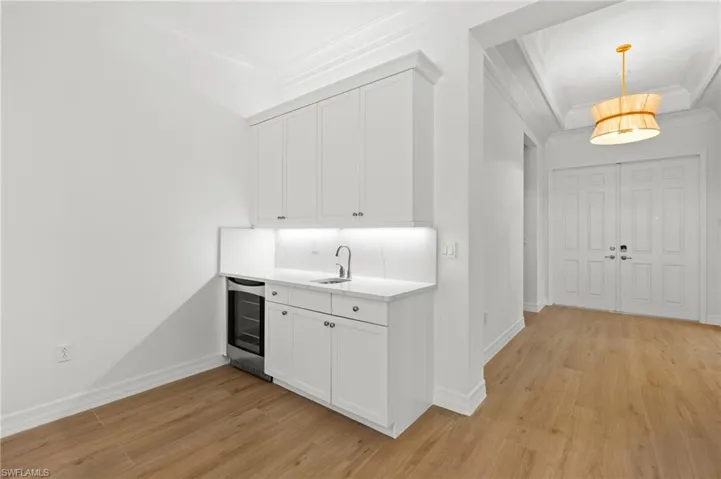 Wet Bar with Wine Fridge w/New Countertops and Painted Cabinets