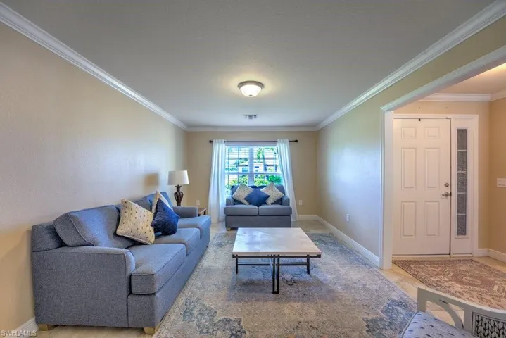 Living room with crown molding