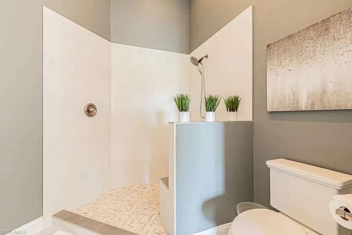 Bathroom with toilet and walk in shower