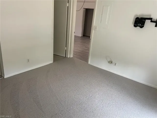 Unfurnished room with carpet floors and electric panel