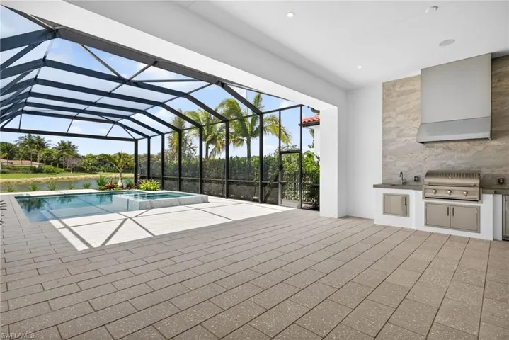 Outdoor kitchen and living room