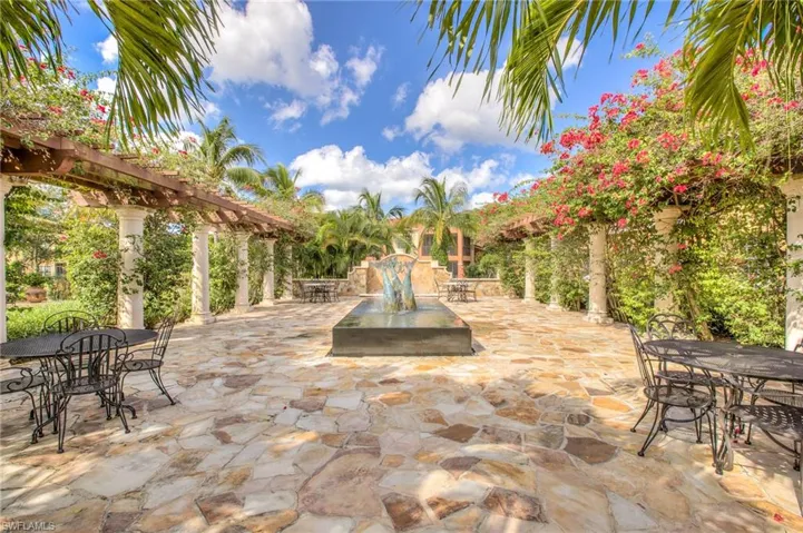 View of patio / terrace with outdoor dining space and a pergola
