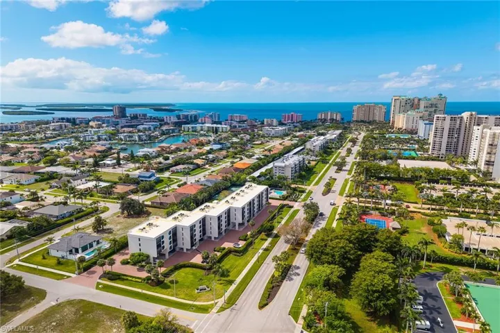 View of urban area with a large body of water