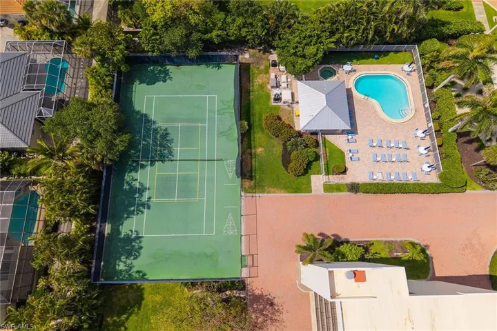Drone / aerial view of a pool