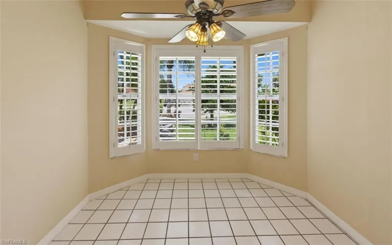Bay window from eat-in kitchen with plantation shutters