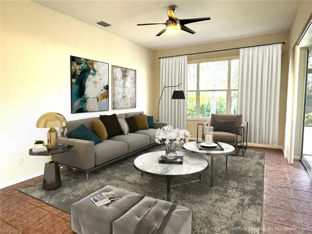 Virtually staged family room