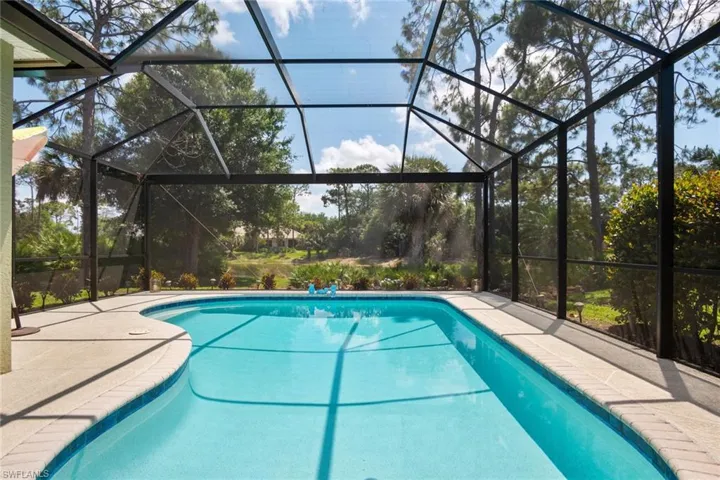 resurfaced pool with picture view lanai enclosure