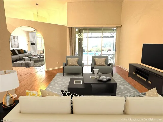 Virtually staged front room