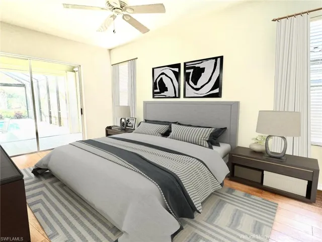 Virtually staged primary bedroom