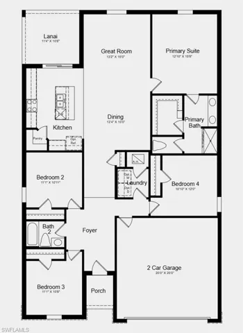 Floor Plan - Additional Highlights Include: window blinds throughout the whole house, refrigerator, and top load washer and dryer