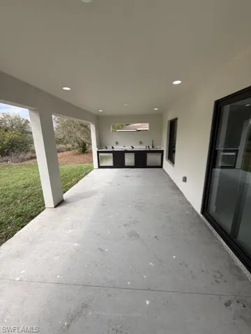 View of patio featuring a sink