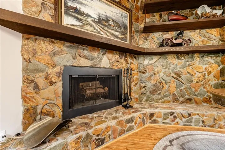 Fireplace with beautiful stone detail