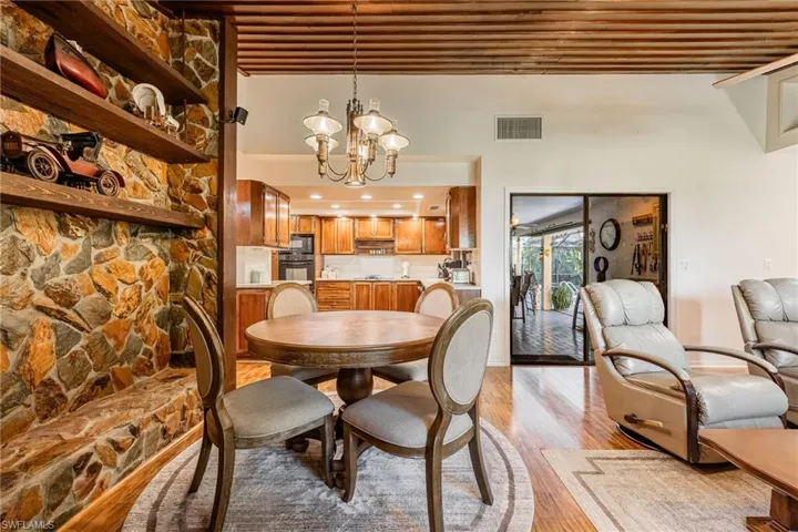 Dining space featuring a chandelier