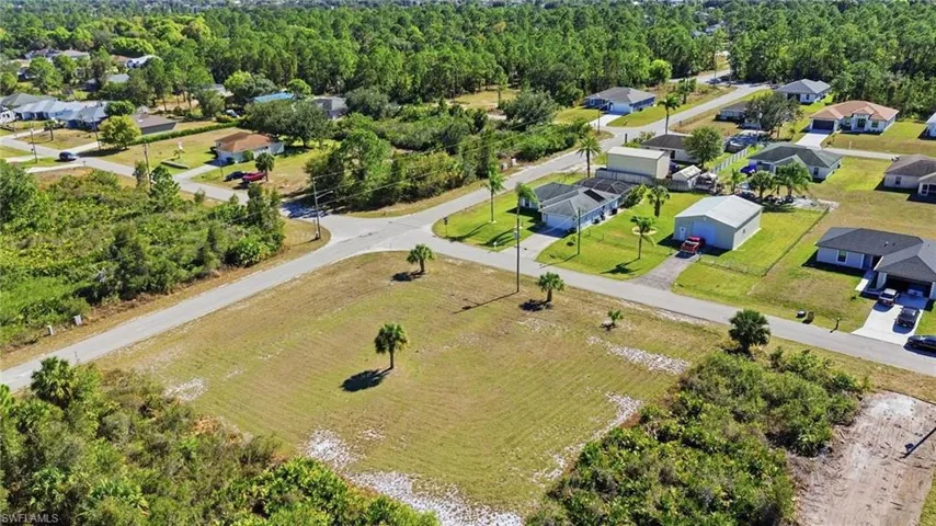 This is an aerial view of the lot that is also for sale