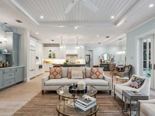 Beautiful built in bar between living room and kitchen