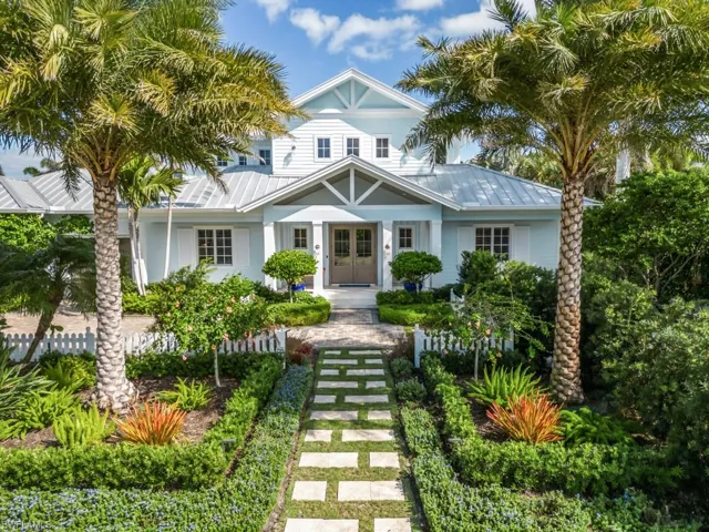 Enter through the welcoming garden