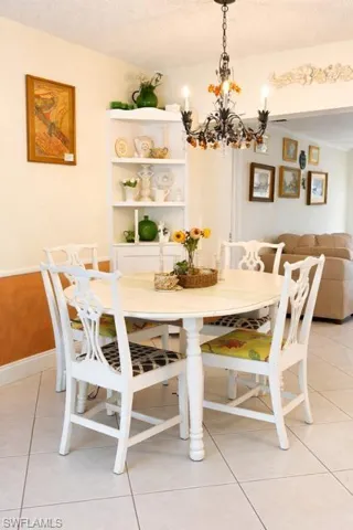 Dining area with built in shelves