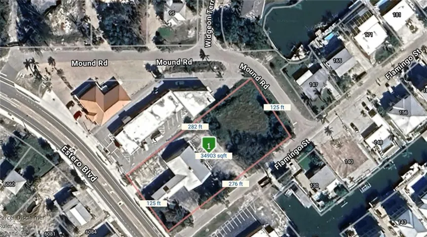 Aerial overview of property's location featuring property parcel outlined