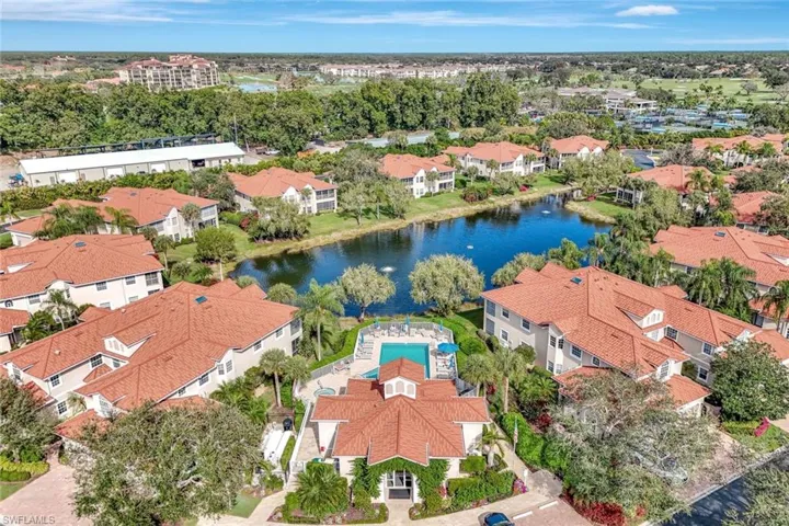 Aerial view of Clubhouse and pool at Clubside Reserve.
