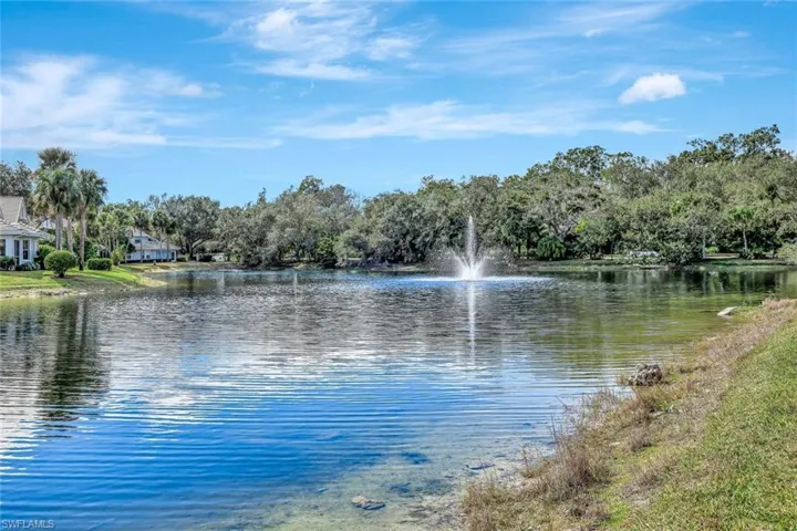 Water view with a tree filled landscape