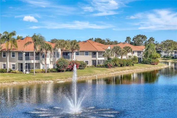 Water view of lake and fountain highlights the view from the lanai.