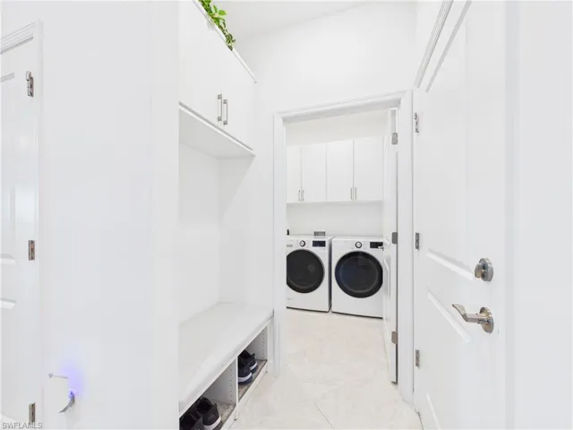 Laundry with Built in Bench and Storage