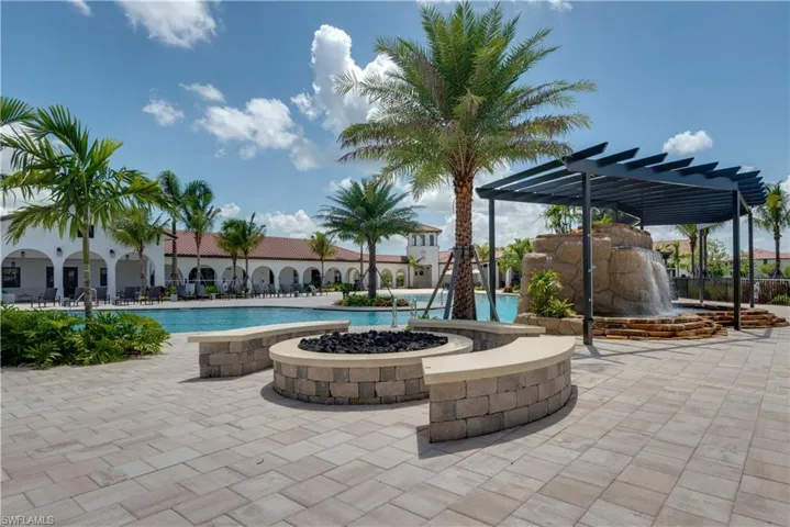 Fire pit and waterfall grotto