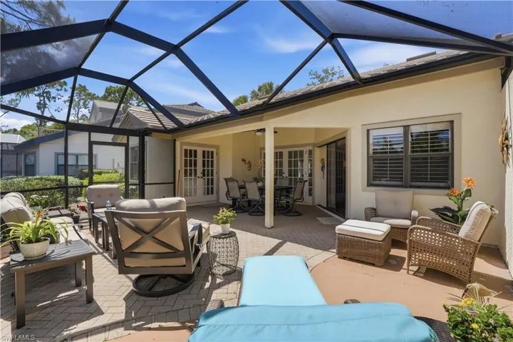 The lanai offers ample space to bask in the sun, along with a large covered area for shaded relaxation.