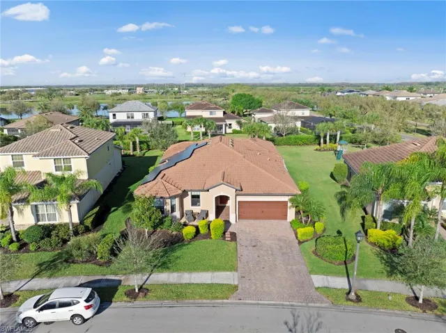 Aerial perspective of suburban area