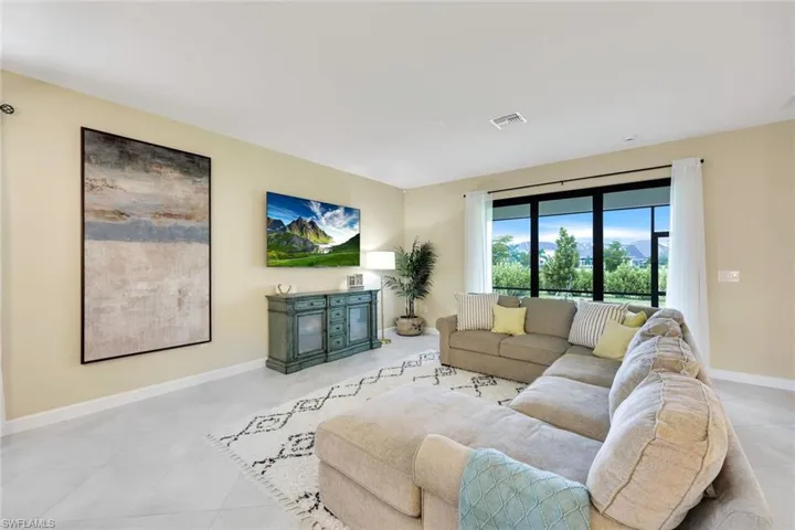 View of tiled living room