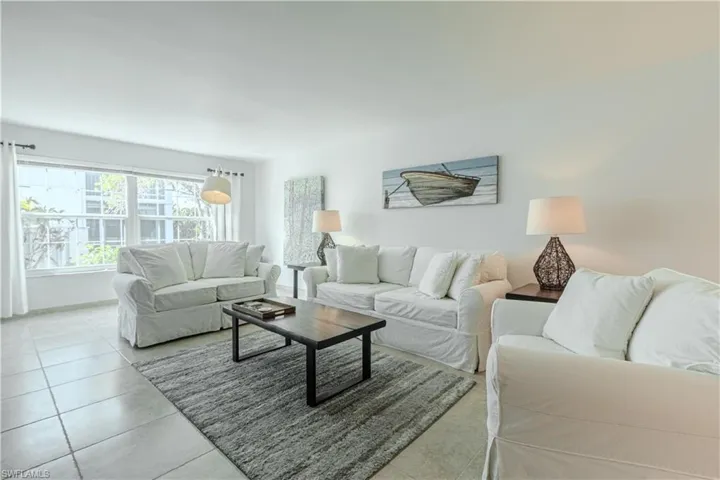 View of tiled living room