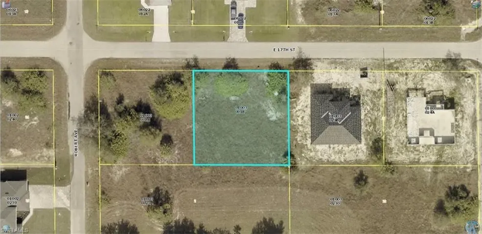 Aerial view of property's location with property parcel outlined
