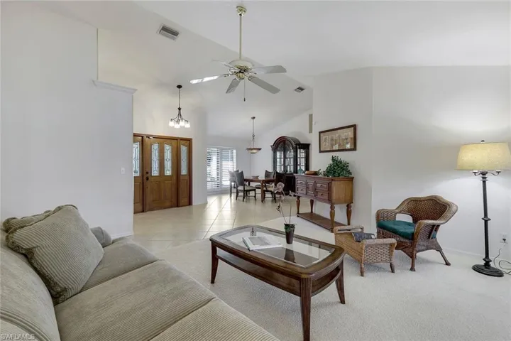 Living room with vaulted ceiling