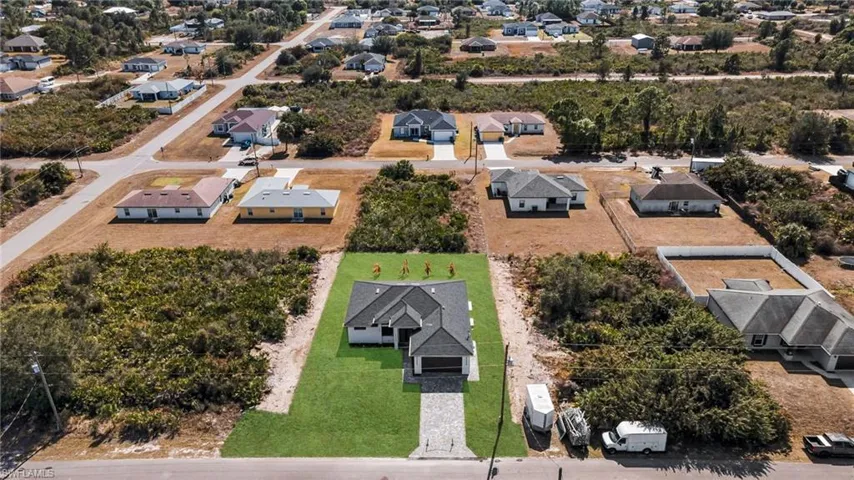 Aerial perspective of suburban area