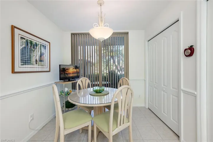 View of tiled dining space