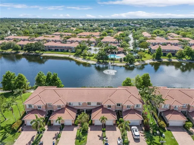 Aerial view of residential area with a nearby body of water