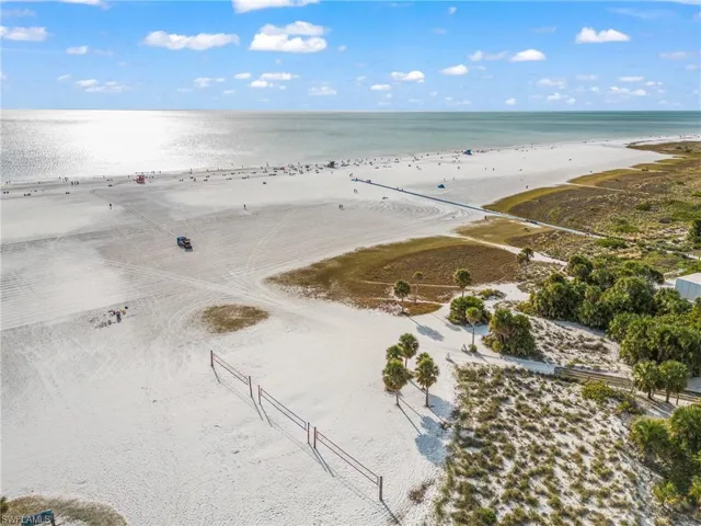 Aerial view of a nearby body of water