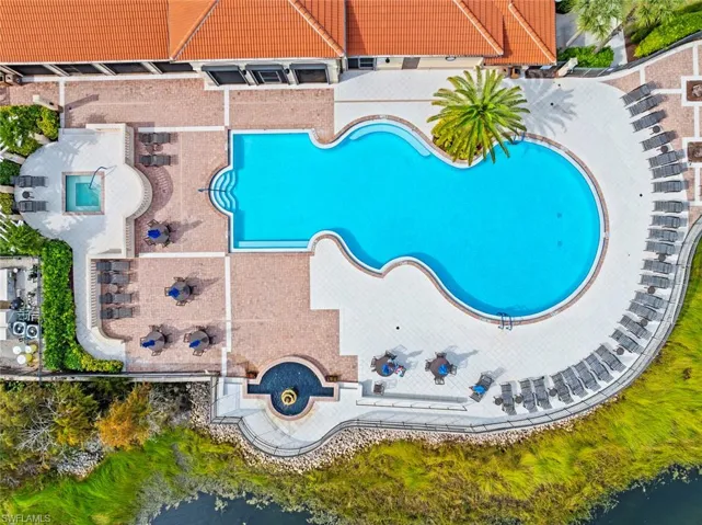 Aerial view of a pool area
