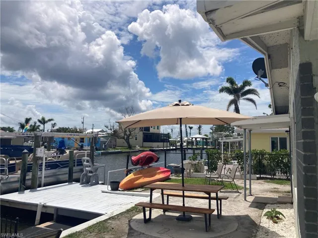 Dock area featuring a water view
