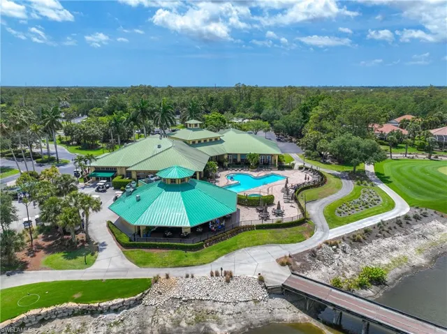 Drone / aerial view of a pool