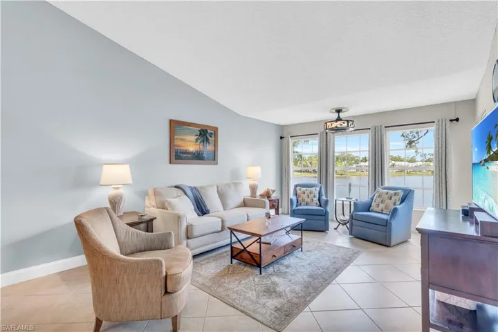 Long living room view, lakeside