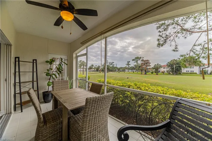 Screened in lanai with golf course view