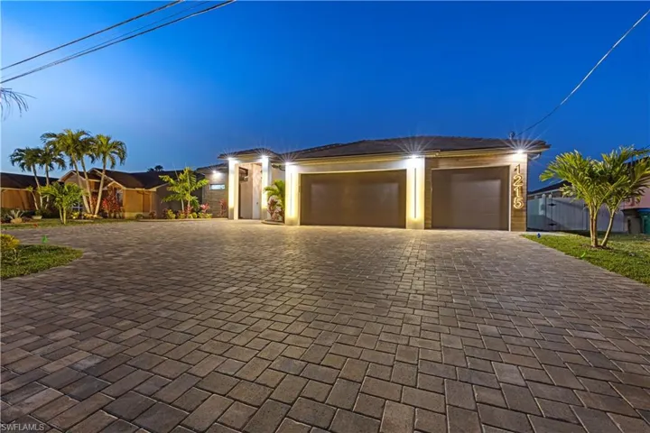 View of front of home with a garage