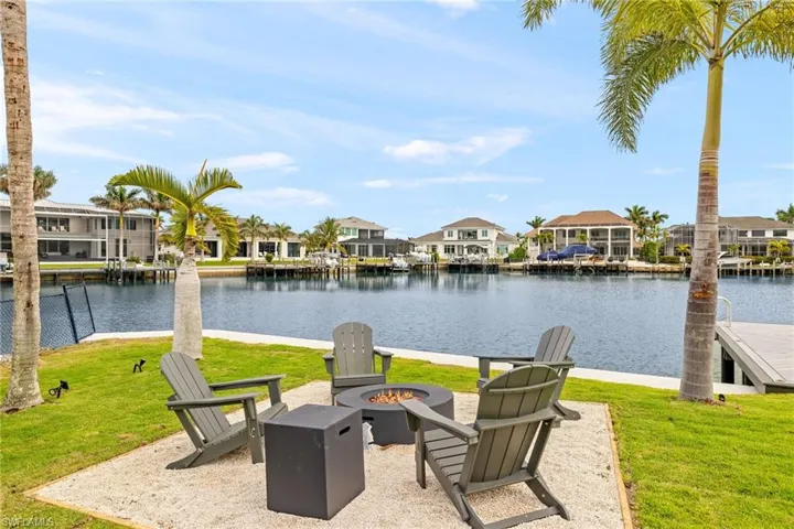 View of patio / terrace featuring a water view and a fire pit